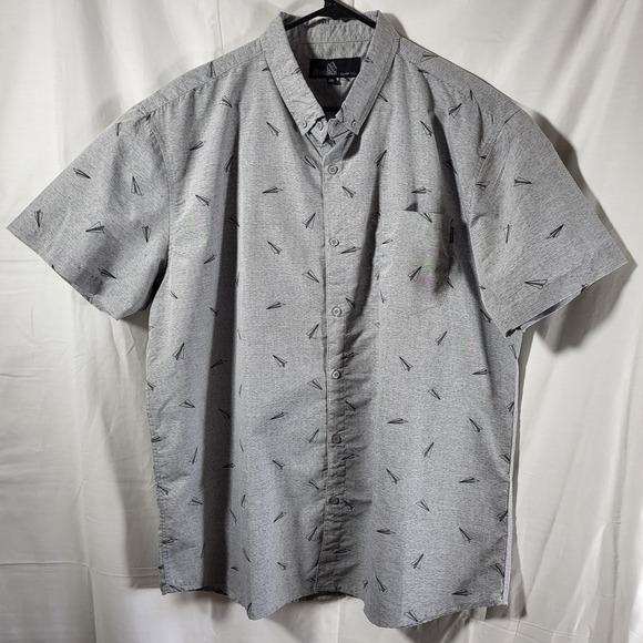 Molokai Surf Co Other - Molokai Surf Co Mens XXL Gray Paper Airplane Print Short Sleeve Button Down